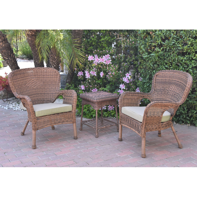 Batchelder 2 - Person Patio Conversation Set with Cushions, Tan, Honey Resin