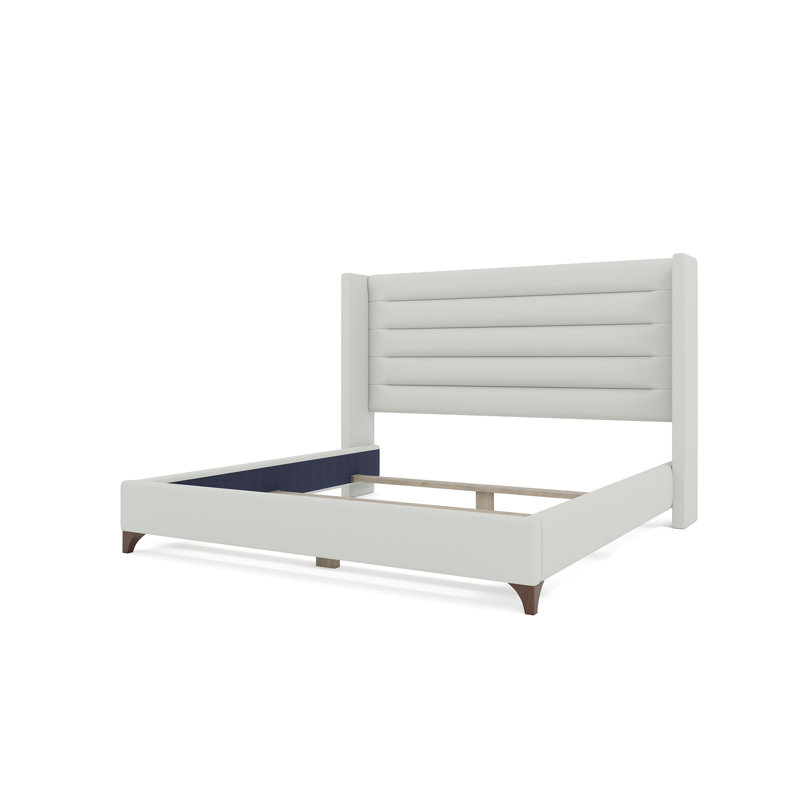 Lit tapissier Miliyah, Très grand, Tissu bouclé blanc