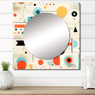 Retro Geometric Triangular Spheres Melody - Vintage Large Square Mirror Wall Decor For Bedroom