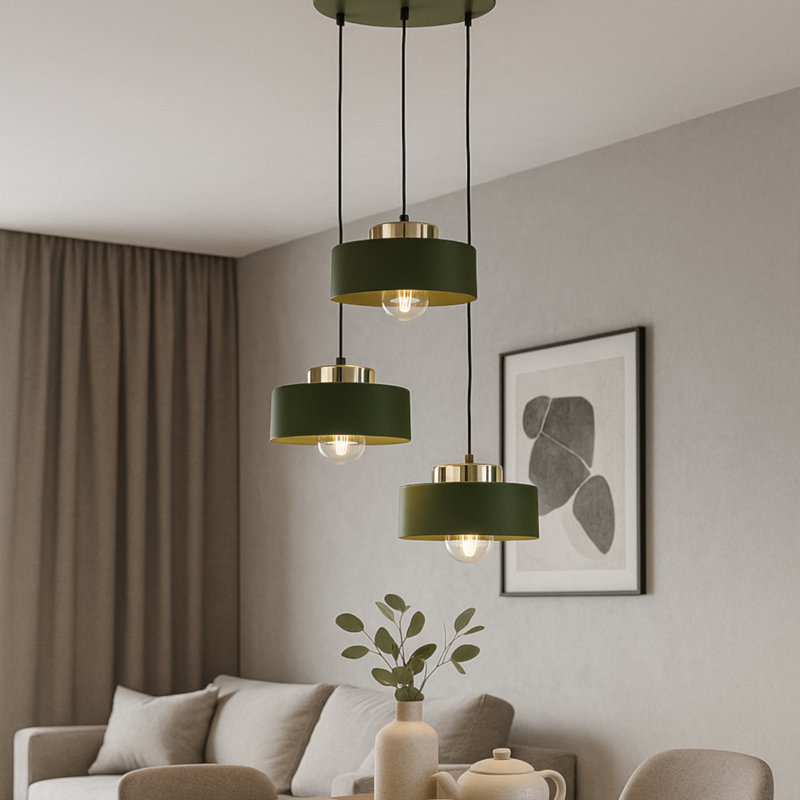 3 - Light Drum Pendant, Green