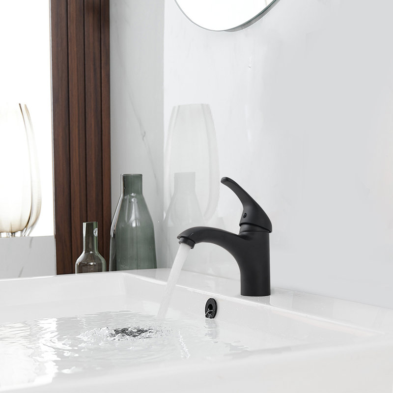 Bathroom Sink Faucets Single Hole Modern Style, Matte Black