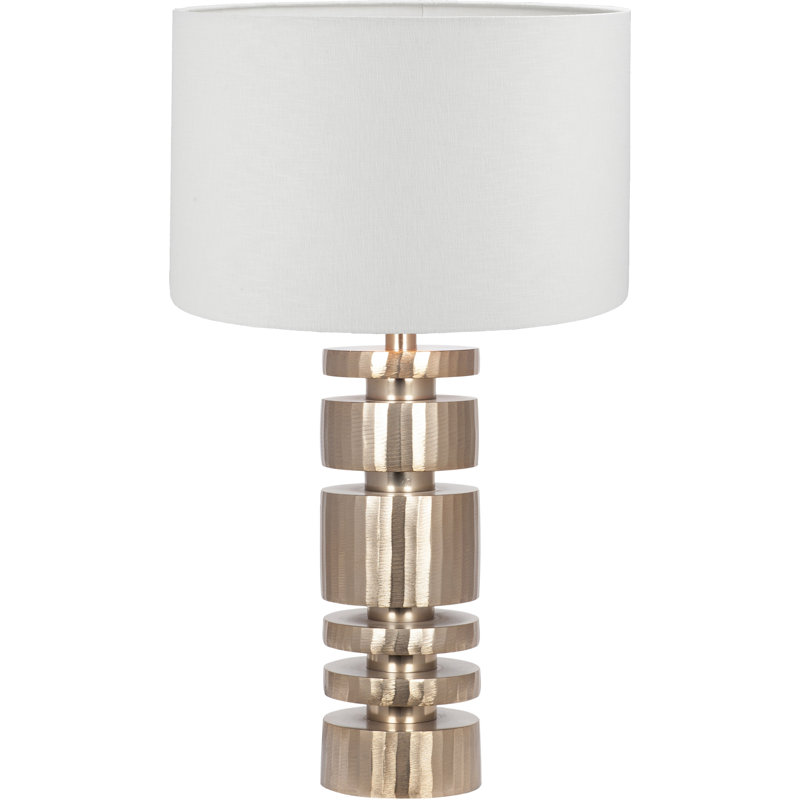 Metal Table Lamp, 25.19" H x 13.78" W x 13.78" D, White, Gold