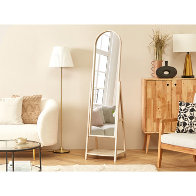Kirshner Solid Wood Framed Freestanding Cheval in Beige