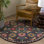 Tapis d'intérieur floral en laine touffeté à la main