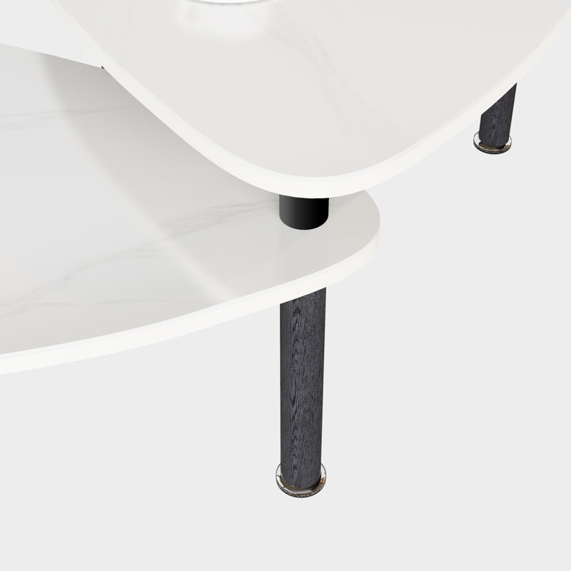 Table basse moderne avec plateau rotatif à 360 degrés et pierre frittée