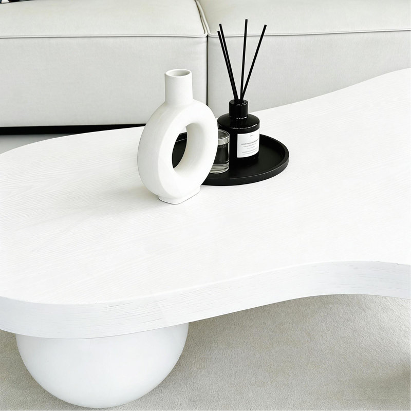 Table basse 46 po, forme abstraite de forme irrégulière en forme de nuage, Blanc