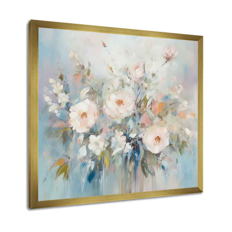 Fleur d'œillet Rozy - impression, H 16 po x l 16 po x P 1 po, Encadrement doré