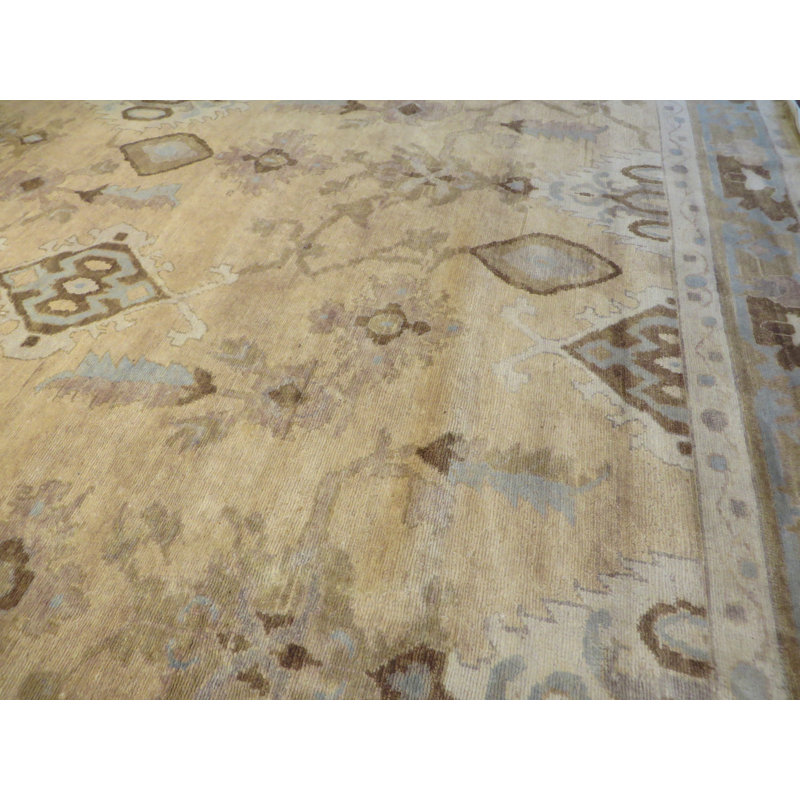 Tapis beige en laine noué à la main Josephson, Rectangle 9 pi x 12 pi