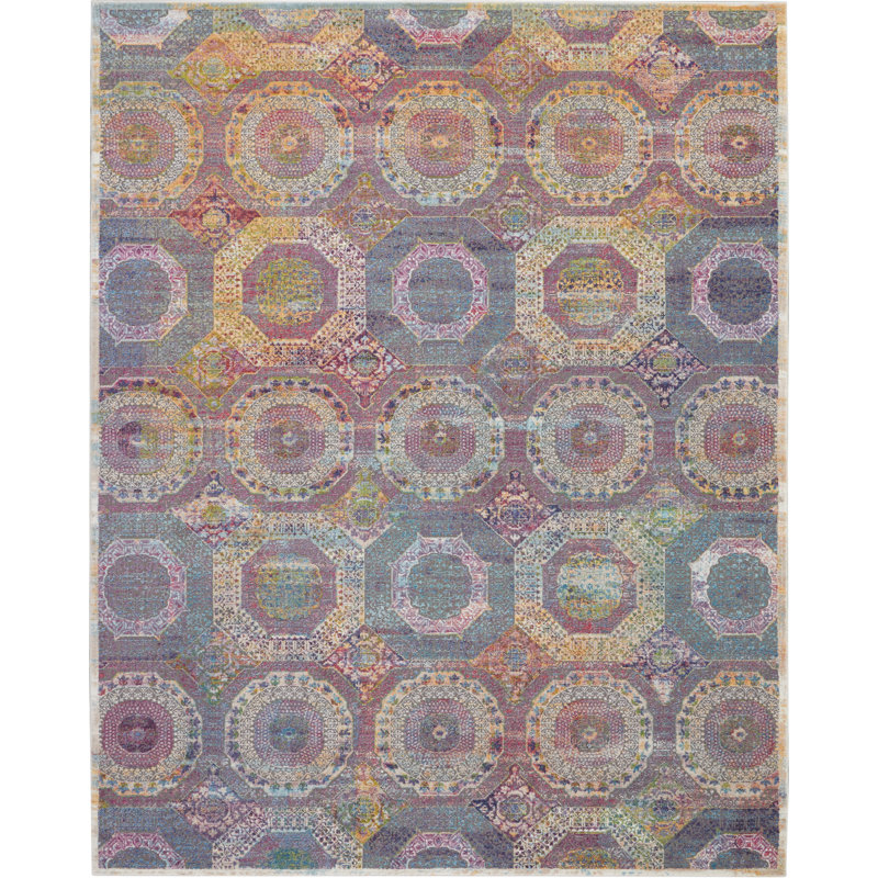 Bungalow Rose Geometric Indoor Rug, Rectangle 8'10" x 11'10"