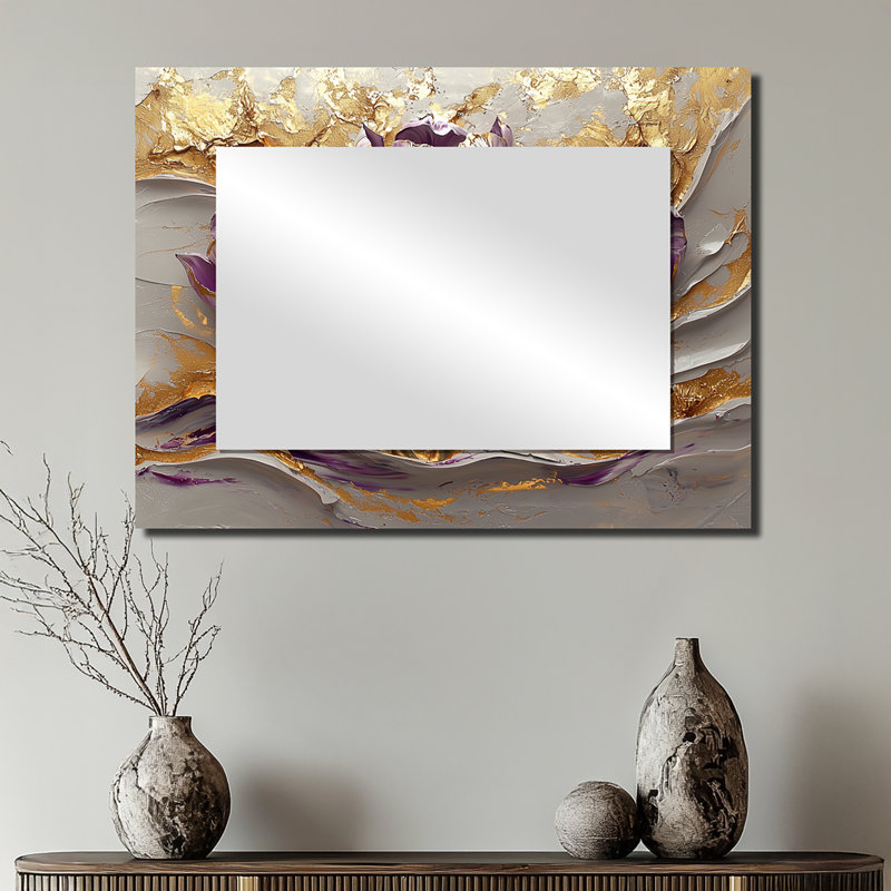 Marbled Tulips Field On Cream River I - Floral Mirror Wall Art - Printed On Metal, 24" x 32"
