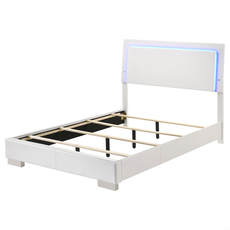 Lit à panneau DEL en bois ultrabrillant