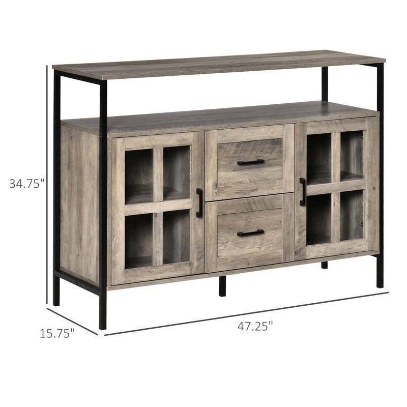 Buffet bas à deux tiroirs, Gris