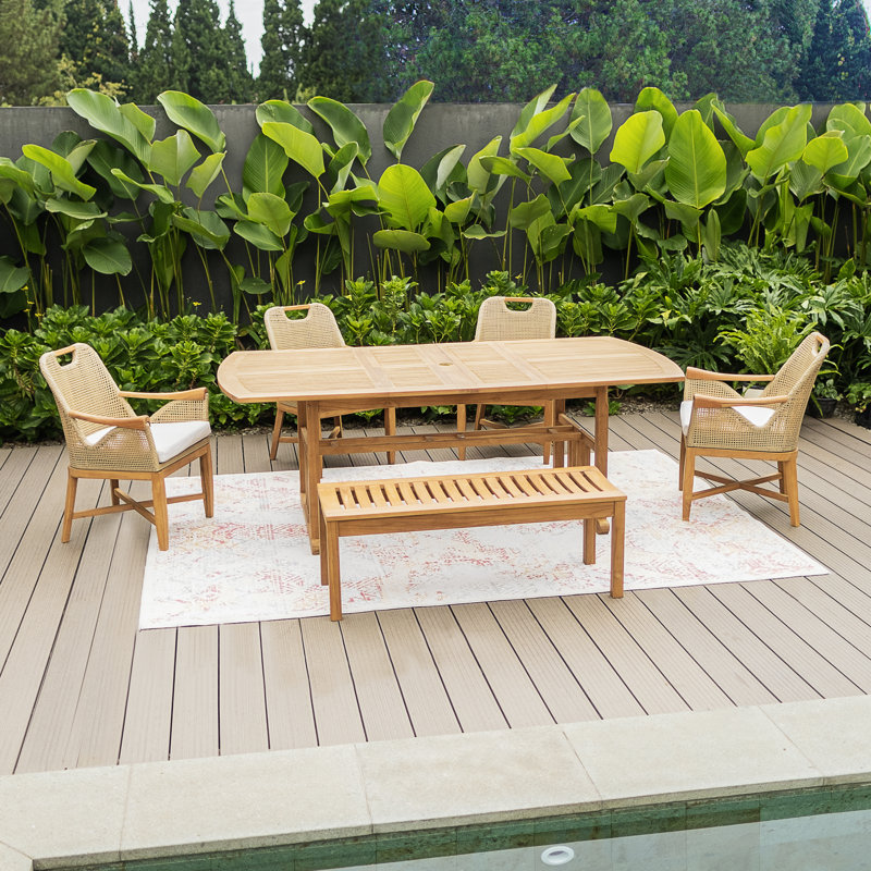 Regina 6 - Person Teak Outdoor Dining Set With Cushions