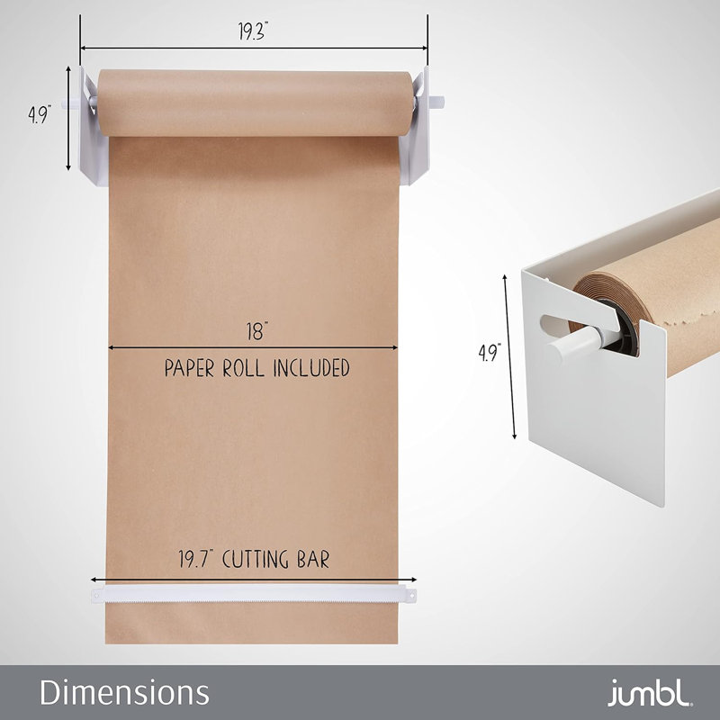 Porte-serviettes mural en acier inoxydable, Blanc, H 4,9 po x l 19,3 po