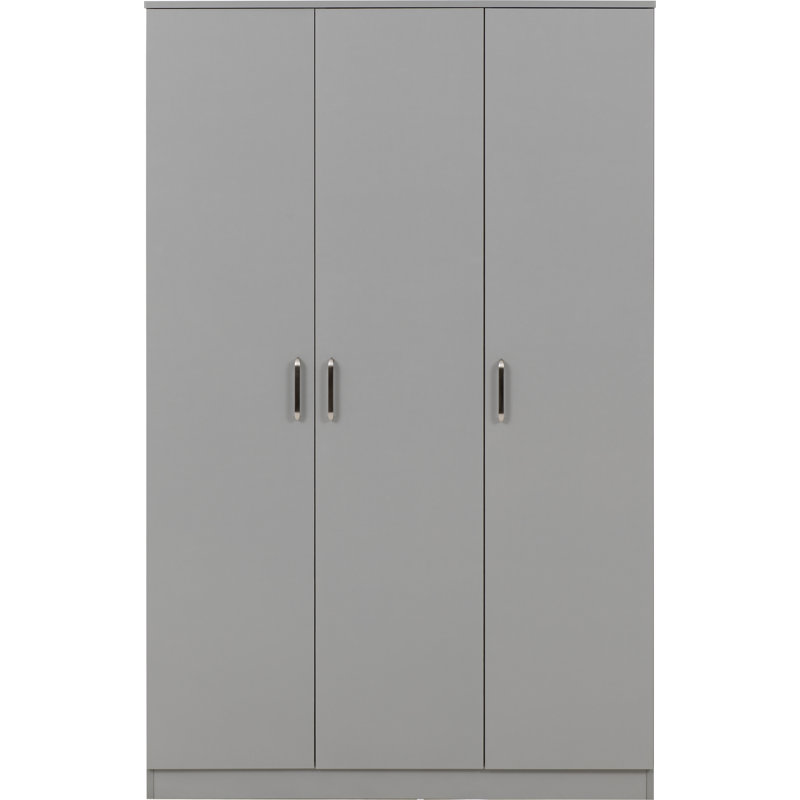 Sumrah 3 Door Manufactured Wood Wardrobe, Light Grey