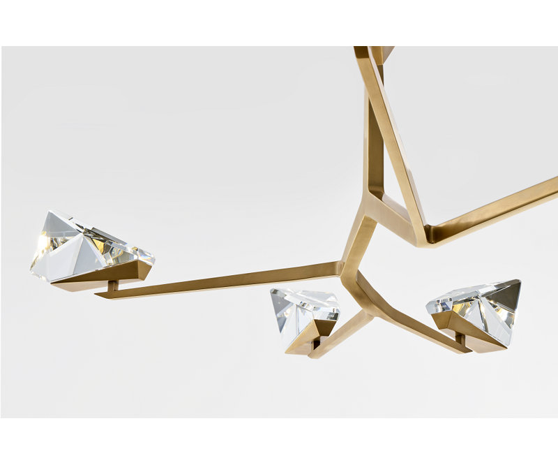 Waterford Carraig 53" 5 Light Chandelier with Clear Crystal, Natural Brass