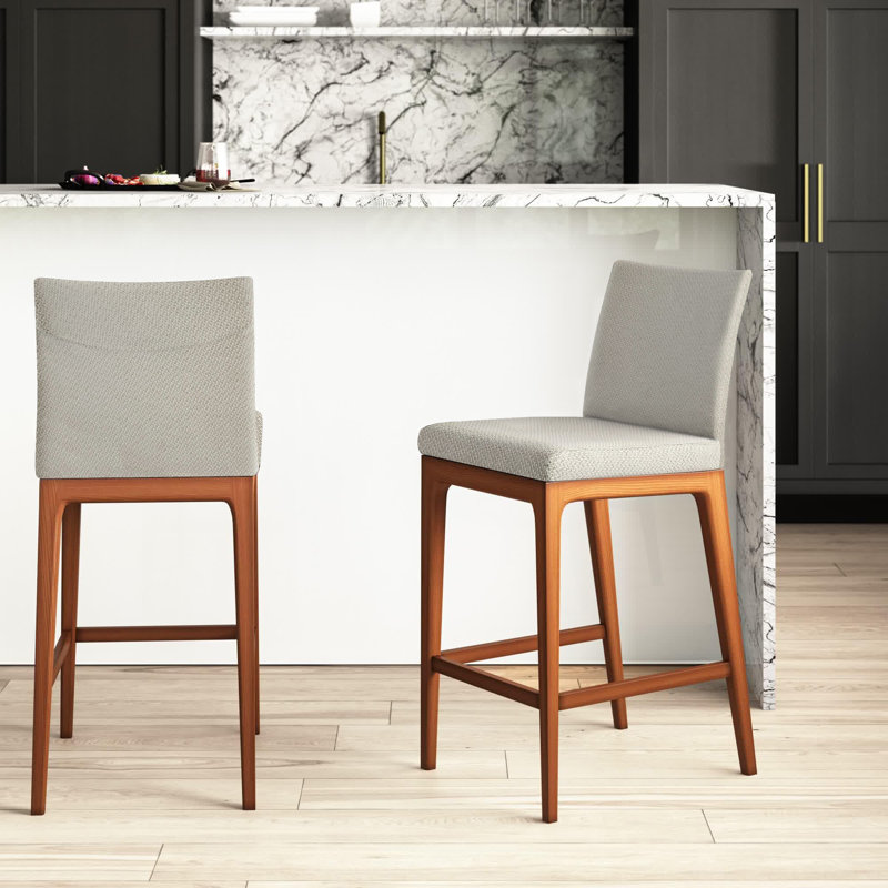 Upholstered Counter Stool with Solid Wood Frame, Counter Stool (26" Seat Height), Cardiff Cream Fabric