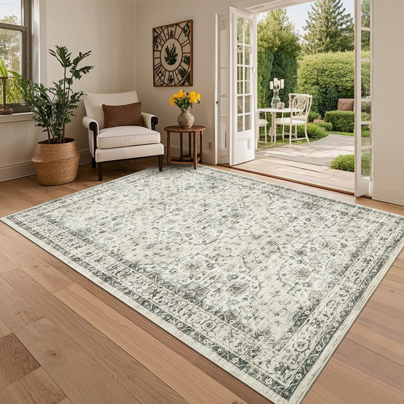 Abstract Area Rug, Beige, Rectangle 120 x 170 cm