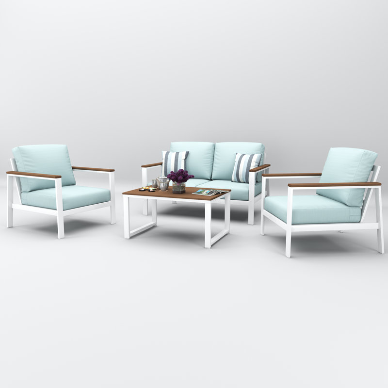Townsend 4-Person Sunbrella® Patio Seating Group, Bliss Dew, Brown