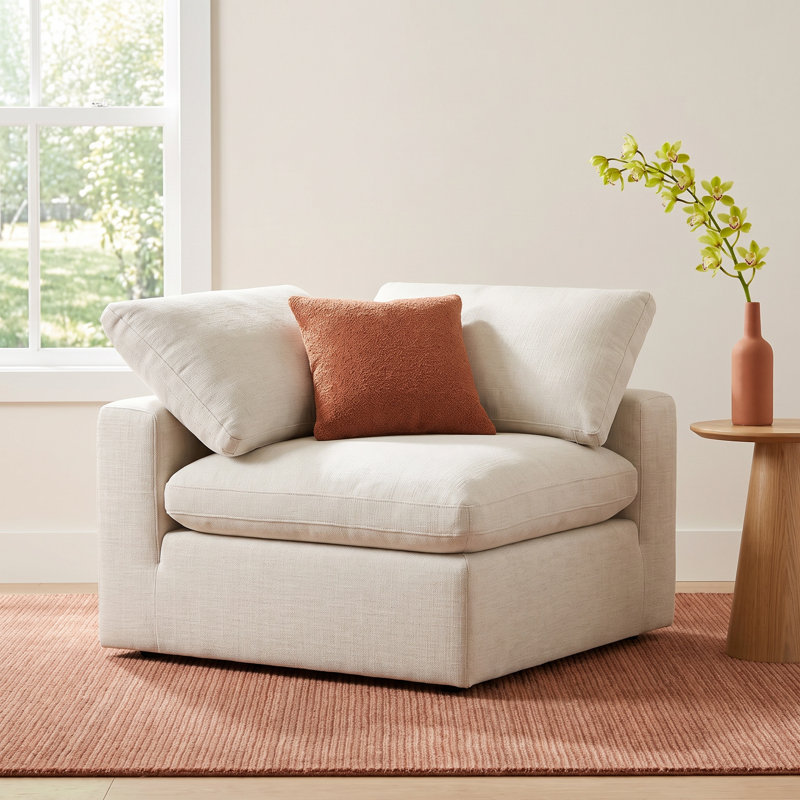 Asher Upholstered Corner Chair, Effie Linen Performance Linen