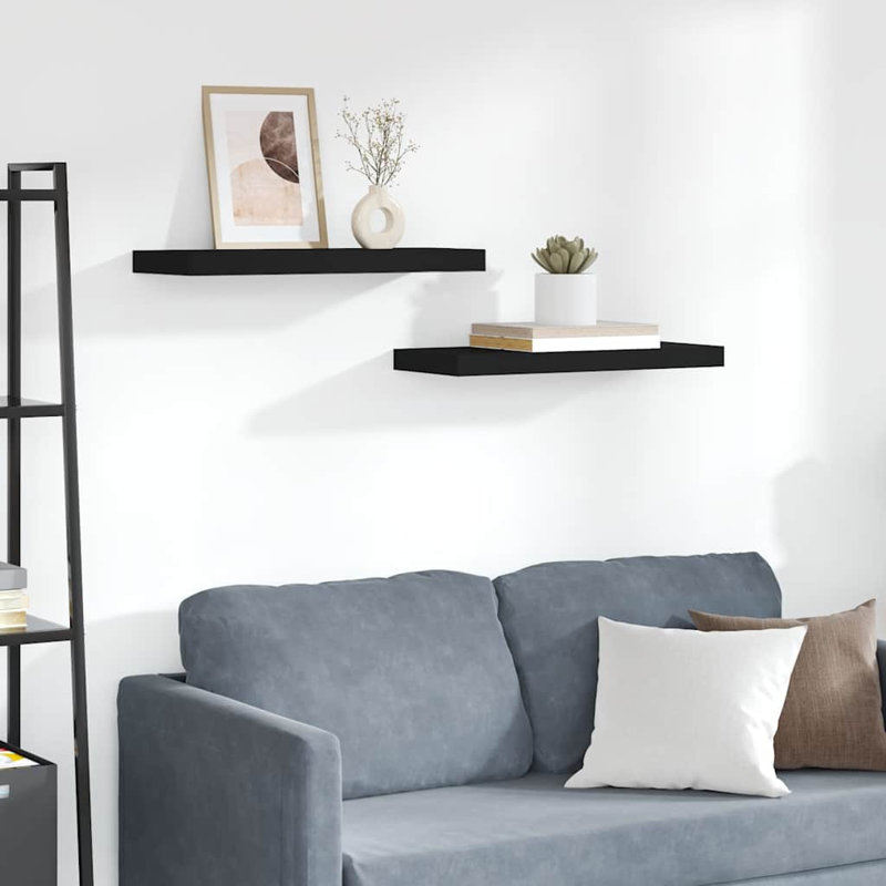 Wall Shelf Floating Shelf Wall Mounted Display Shelf for Photo Frame, Black, 1.5" H x 23.6" W x 9.3" D
