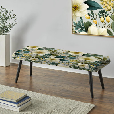 Motif de pivoines Botanical Bliss Boho - banc noir rembourré floral