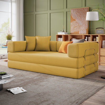 Lozena Boneless 78-Inch King-Size Convertible Sleeper Sofa Bed with No Assembly, Hybrid Mattress Couch Compression Sofa In a Box