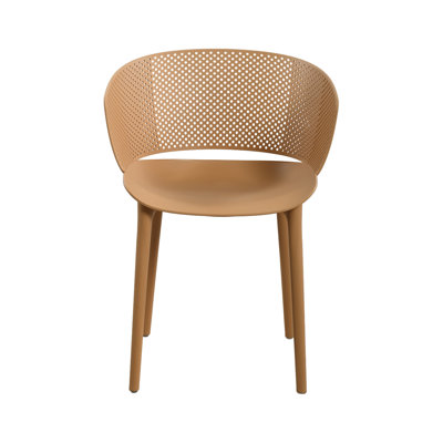 Chaise de salle à manger d'extérieur en plastique avec dossier perforé (table non incluse)