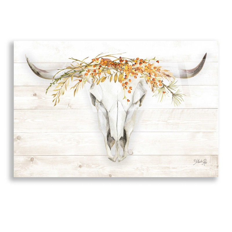 «Fall Steer Skull» par Marla Rae, H 12 po x l 16 po x P 0,13 po