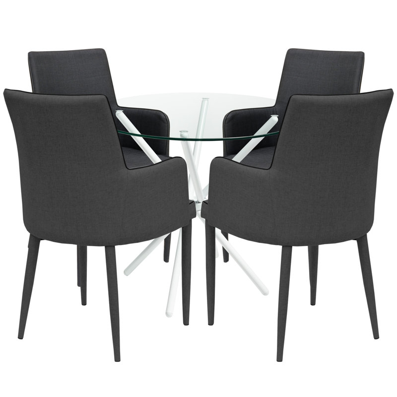 4 - Person Dining Set, Charcoal, Chrome