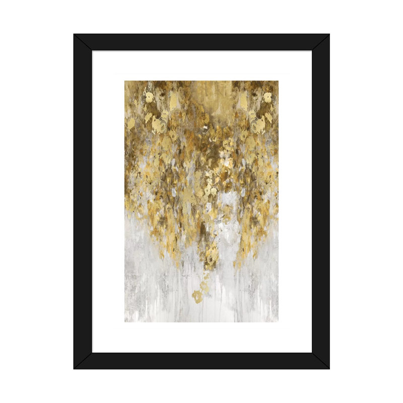 Cascade ambre et or par Nikki Robbins - impression, H 24 po x l 16 po x p 1 po, Cadre noir