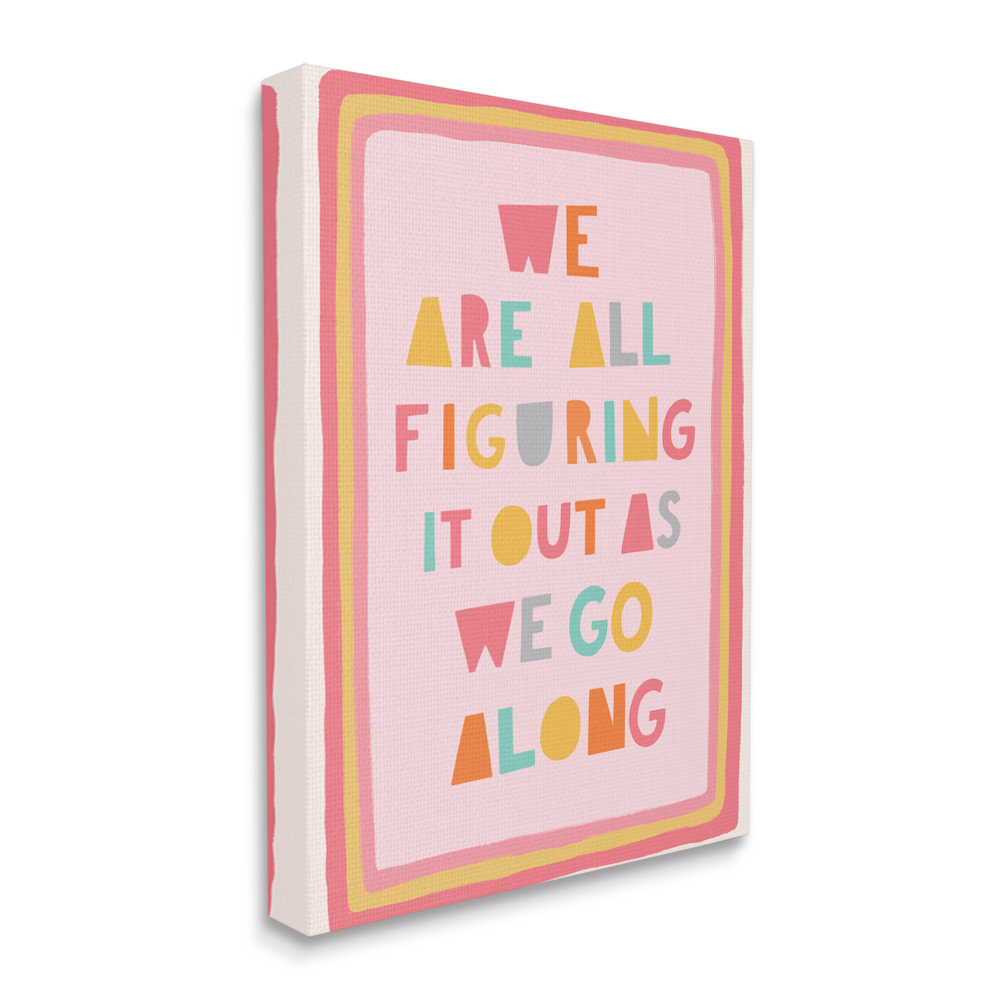Stupell Industries Figuring out As We Go Phrase Playful Pink Shapes by ...