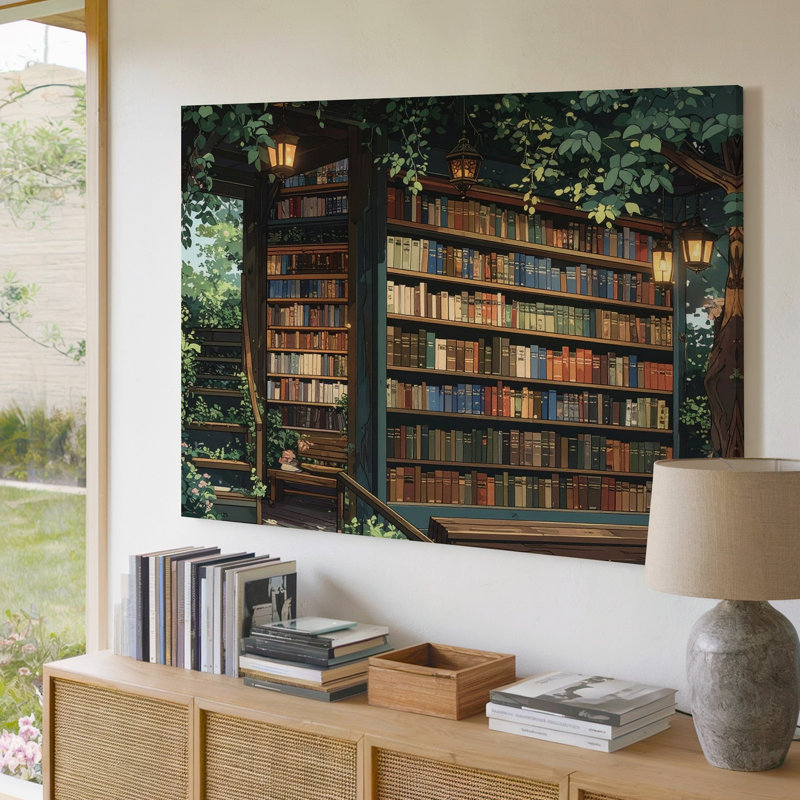 Une bibliothèque ouverte en plein air nichée dans un environnement verdoyant, H 16 po x l 20 po