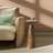 Modern Faux Stone Side Table Travertine and Onyx Finish Set of 2 for Indoor and Outdoor Use