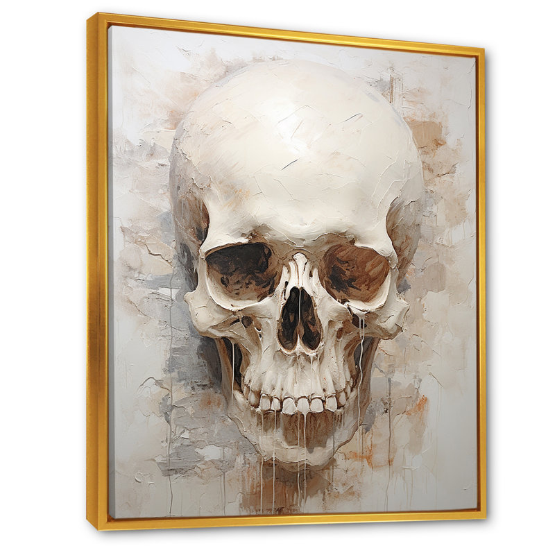 Crânes résonnants VI sur toile, Cadre flottant doré, H 44 po x l 34 po x P 1,5 po