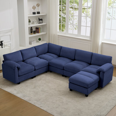 7-Seater Modular Sectional Sofa With Pillow Top Arms