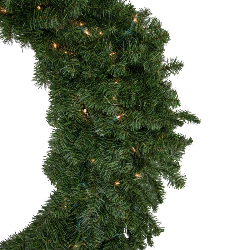 48" Pre-Lit Pine Christmas Wreath with Clear Lights