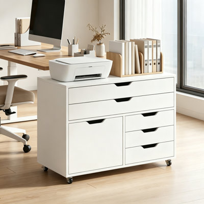 77 cm W 5 -Drawer Wheels / Casters included Mobile Filing Cabinet