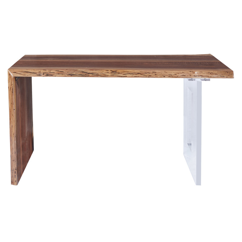 Live Edge Solid Wood Top Writing Desk, Crotch Walnut