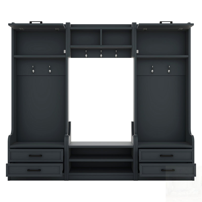 4-In-1 Detachable Hall Tree With Storage And 7 Hooks, Multi-Functional Entryway Organizer With Drawers And Cabinet