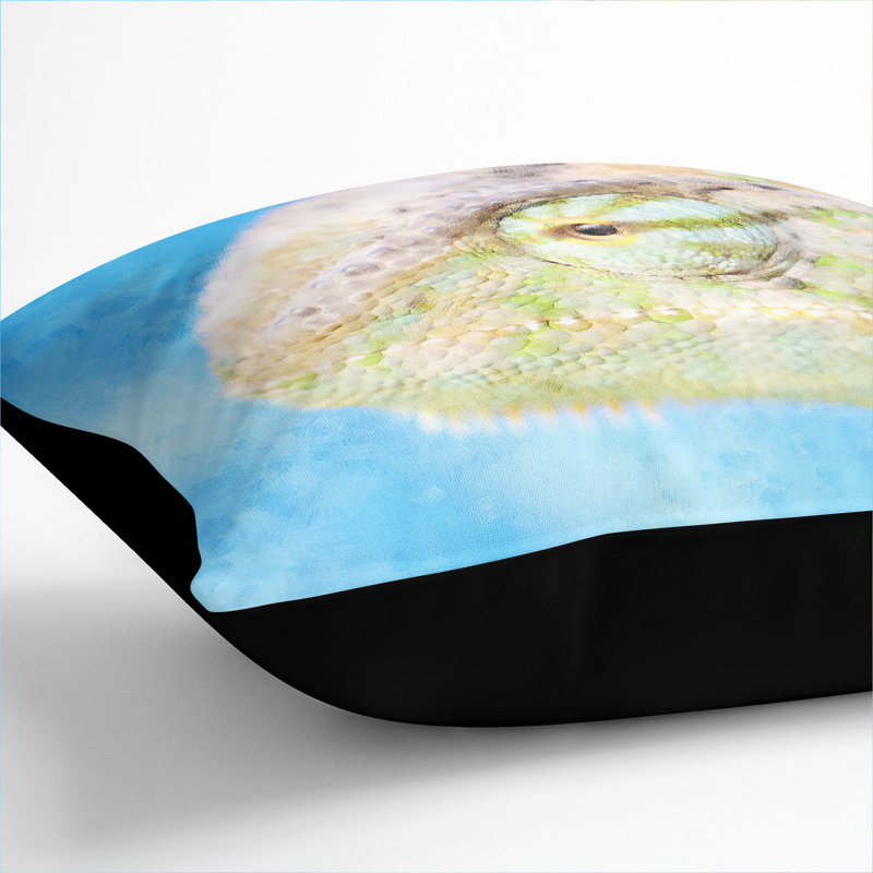 Chameleon Lizard Vol.4 Painting Square Throw Cushion, 40cm H x 40cm W x 15cm D, Black