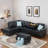 Faux Leather L - Shaped Sectional Sofa With Nailhead Trim And Cup Holders And Storage Ottoman-627159385