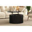 Table basse ronde à plateau relevable, table d'appoint moderne en bois cannelé avec rangement caché pour le salon-479533861