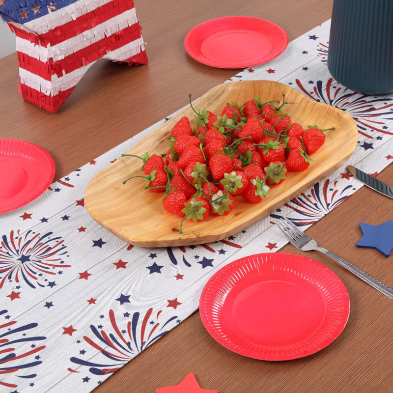 Patriotic Red White and Blue Linen Table Runner