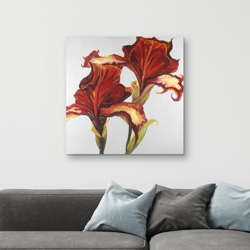 Lilies with fall colors - 32"x32" art on canvas