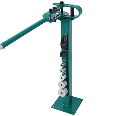 Pedestal Floor Compact Bender 9.5×9.5×38.2 in Steel 7 Dies Metal Tubing Bender Green 44" Telescoping Handle 5/8" Max Thickness 1-15/16" Max Width