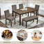 Ensemble de table de salle à manger 6 pièces avec banc et chaises, ensemble de table à manger en bois pour 6 personnes, ensemble de table de salle à manger de style rustique pour 6 personnes Farmhouse