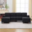 Canapé d'angle modulaire Cloud 102 pouces (259 cm) - 144 cm (L) x 87 cm (P) x 87 cm (H) - Mélange de lin - Noir - Avec rangement sous l'assise