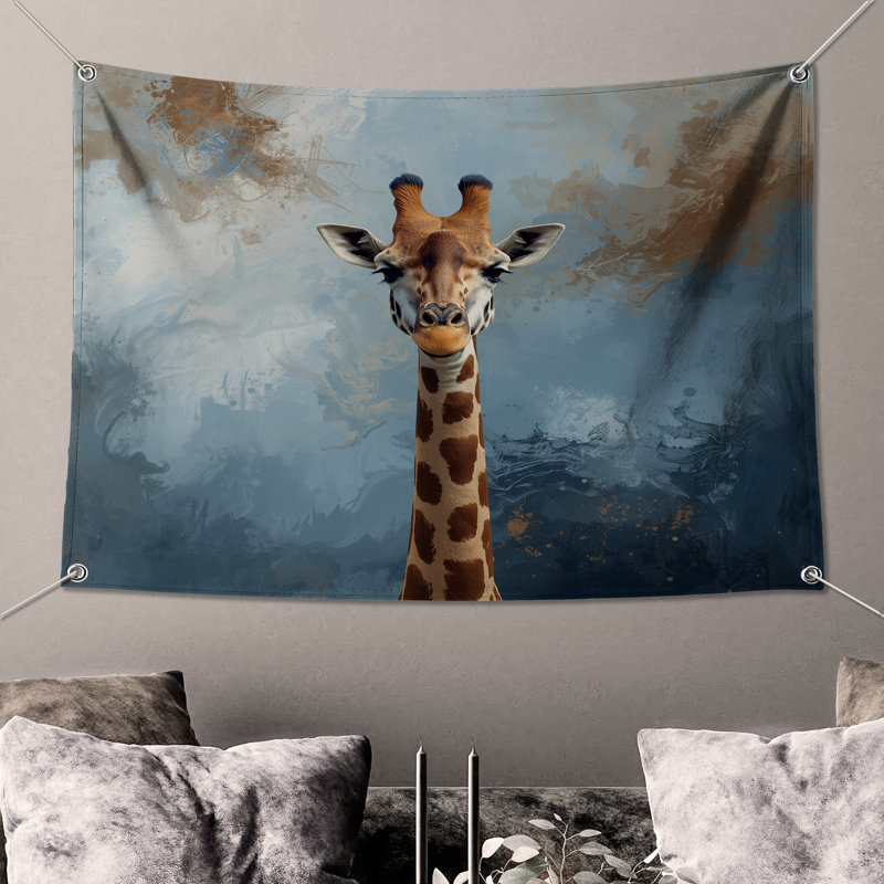 Tapisserie murale girafe abstraite, 104in H x88 with 4 Grommets