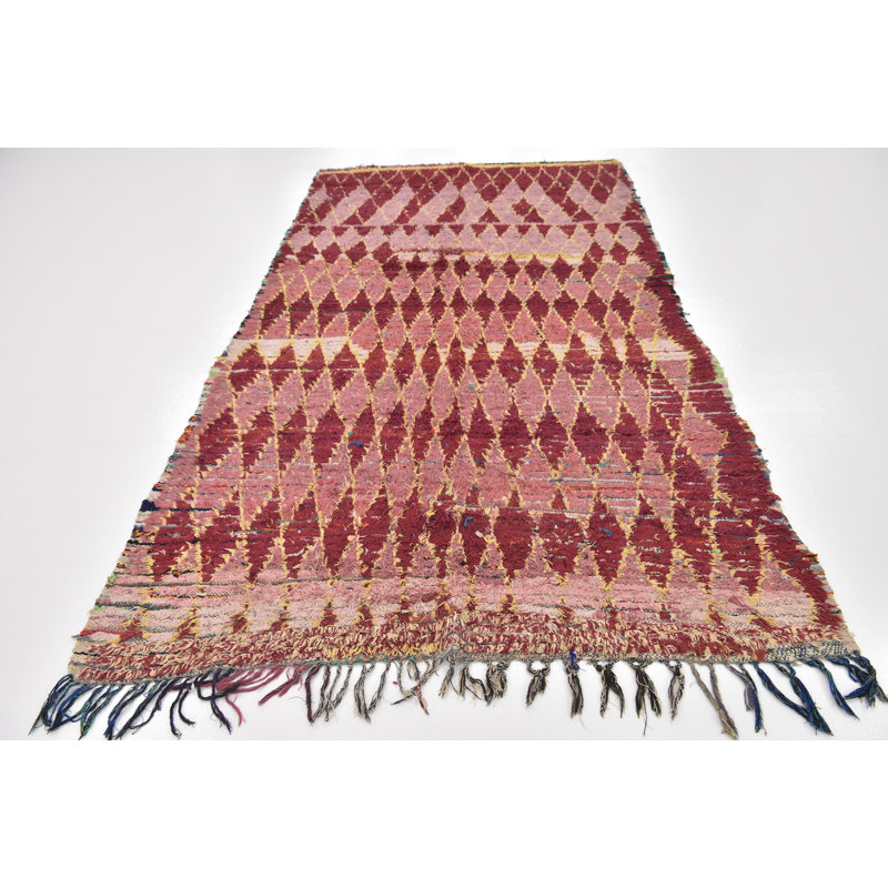 Tapis de zone en laine 5 pi x 8 pi 8 po one-of-kind à la main noué la bourgogne Ilfracombe